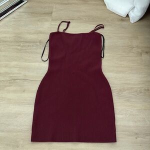Aritzia Burgundy Knit Sculpt Cocktail Dress
